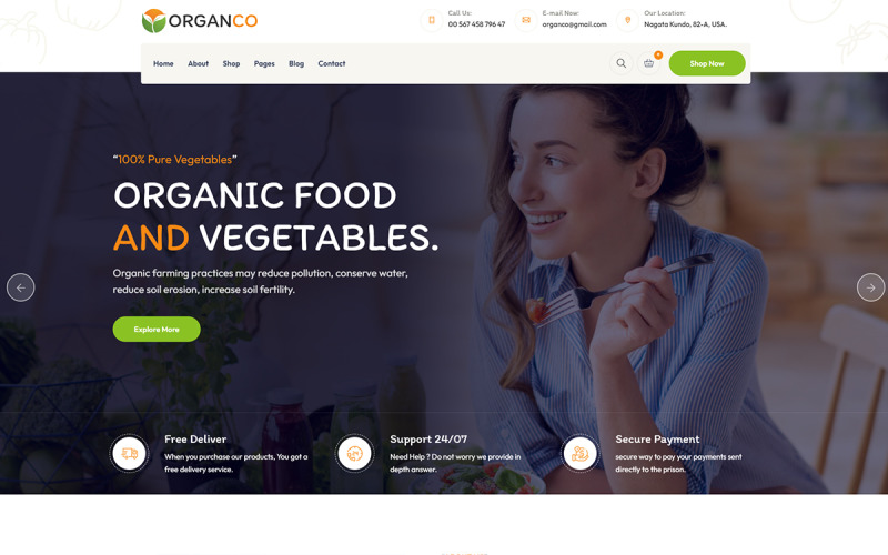 Organco – тема WordPress про бакалію та органічну їжу