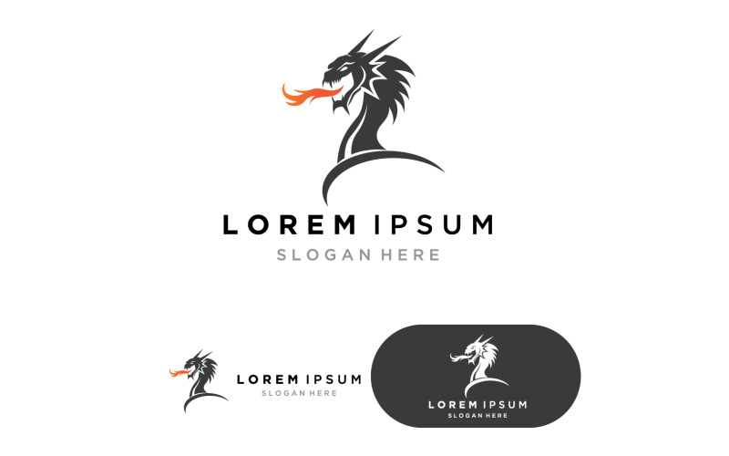 Dragon vektor ikon illustration logotyp mall v7