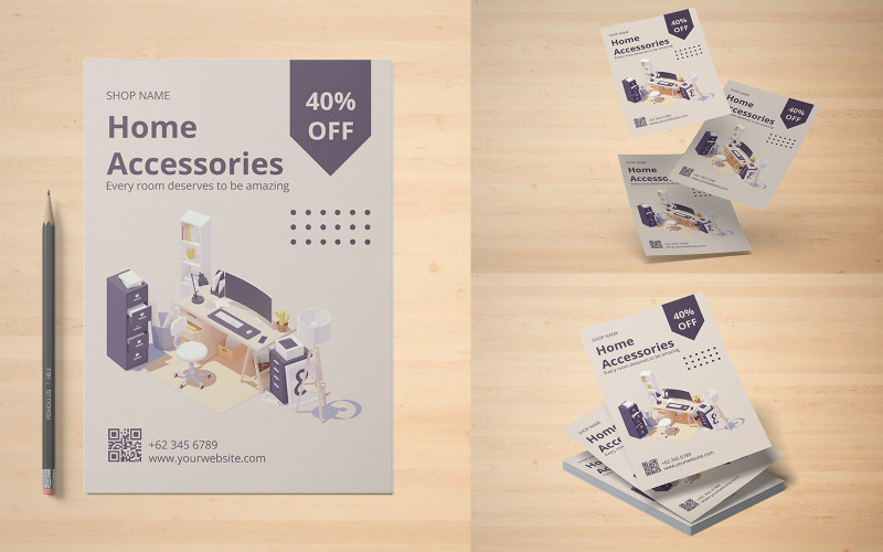 Sjabloon folder voor woonaccessoires