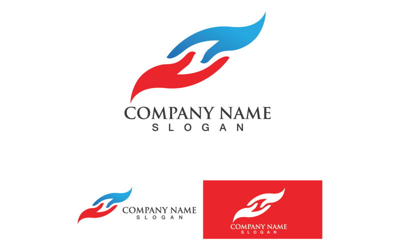 Modello vettoriale del simbolo del logo per la cura delle mani versione 2