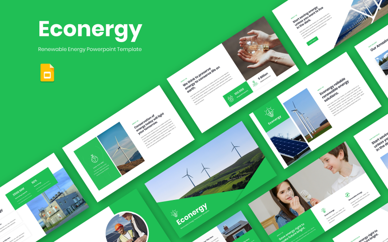 Econergy - Modello di diapositiva di Google per l'energia rinnovabile
