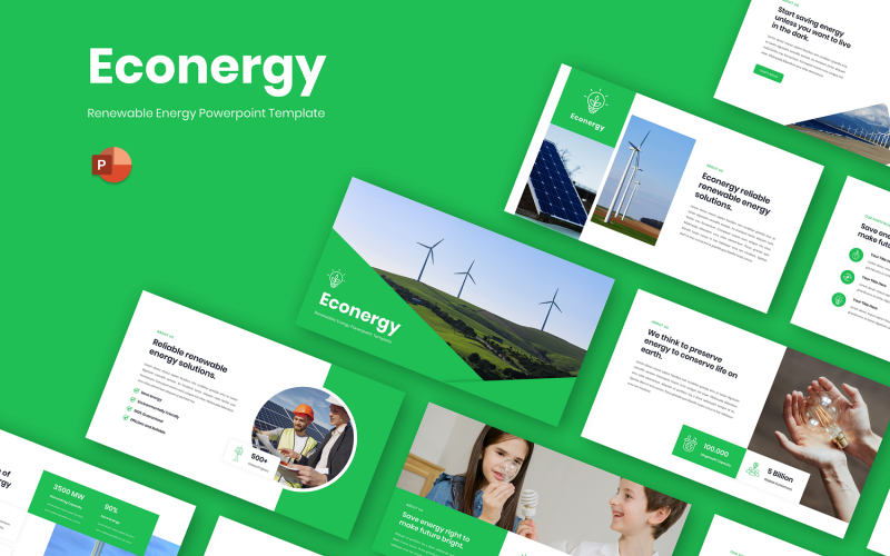 Econergy - obnovitelná energie Powerpoint šablona
