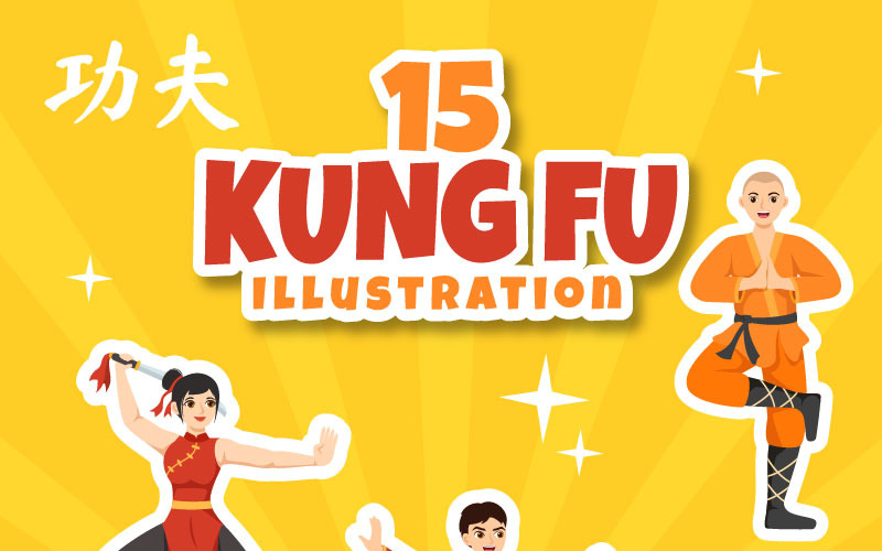 15 Illustrazione di sport cinese di Kung Fu