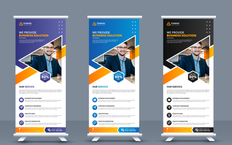 Kreatív üzleti ügynökség roll up banner sablon design