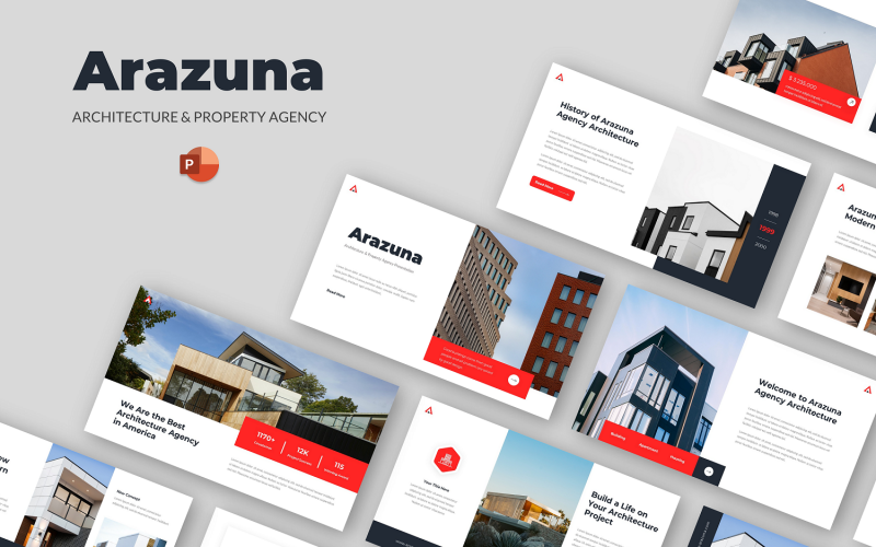 Modelo de PowerPoint da Agência de Arquitetura e Imobiliária Arazuna