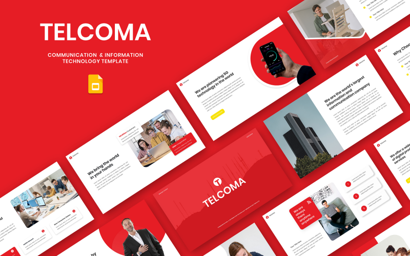 Telcoma - Modello di diapositiva di Google per la tecnologia della comunicazione e dell'informazione