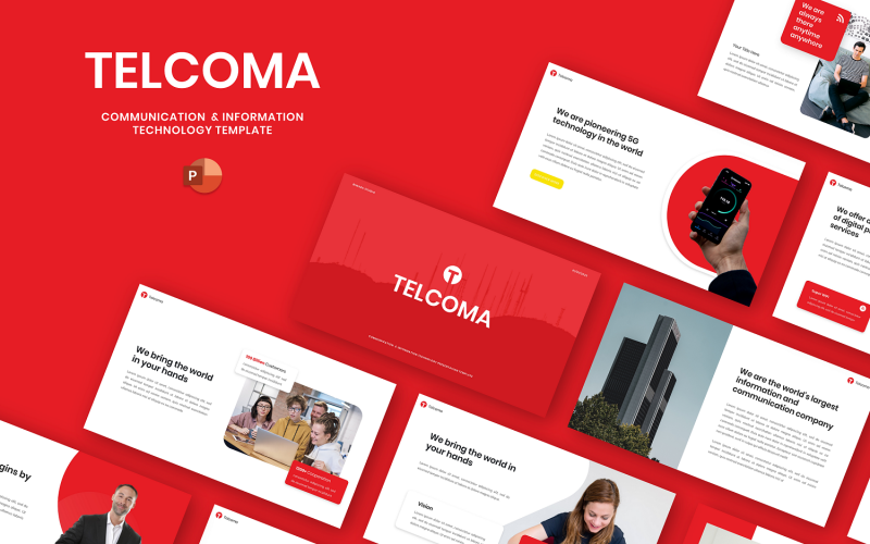 Telcoma - Modello Powerpoint di tecnologia della comunicazione e dell'informazione