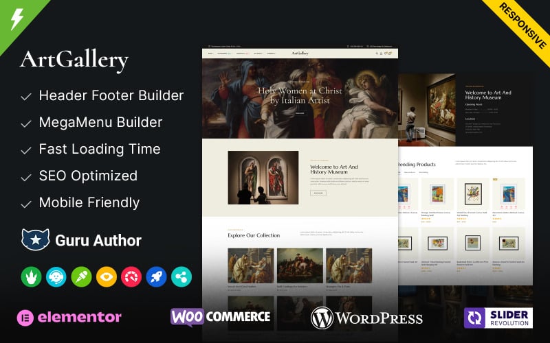 ArtGallery - Múzeum és Művészeti Galéria WordPress Elementor téma