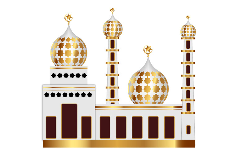 Bayram için beyaz arka plan kullanımında cami vektör tasarımı