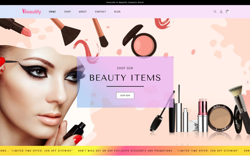 Beautify – Beauty Cosmetic Boutique bőrápoló shopify 2.0 téma, Shopify webhelysablon