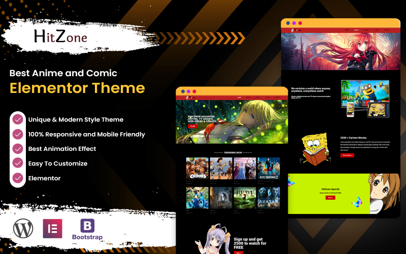 HitZone - Anime och Comic Elementor Wordpress Mall