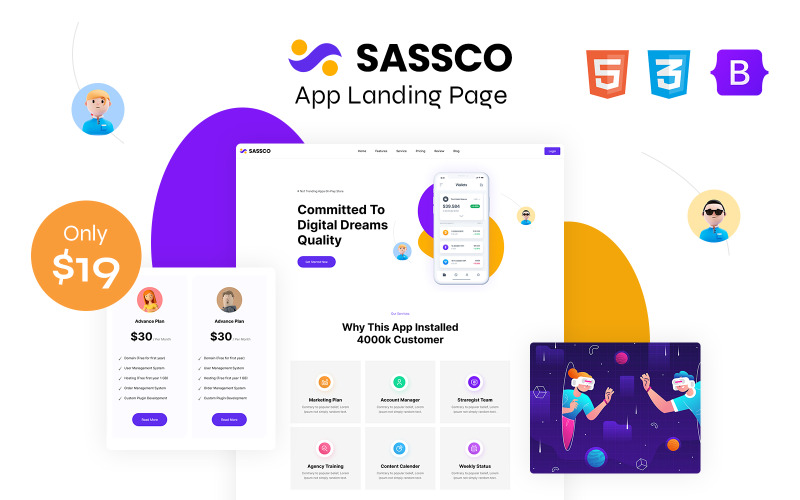 Plantilla de página de destino HTML de Sasco Saas