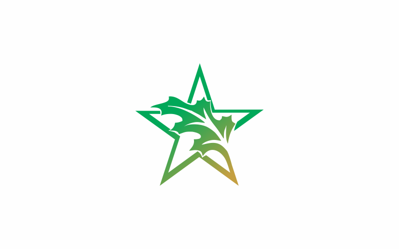 Шаблон логотипа Star Oak Leaf