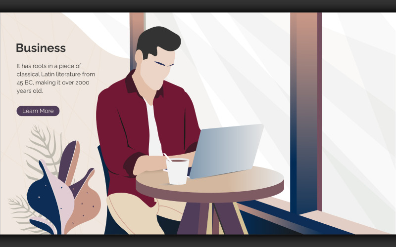 Pessoas de negócios que trabalham no computador no escritório ilustração plana de vetores criativos coloridos