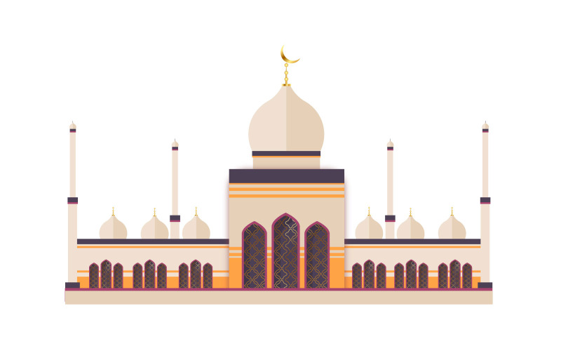 Vector eid mubarak bakgrund med moskén