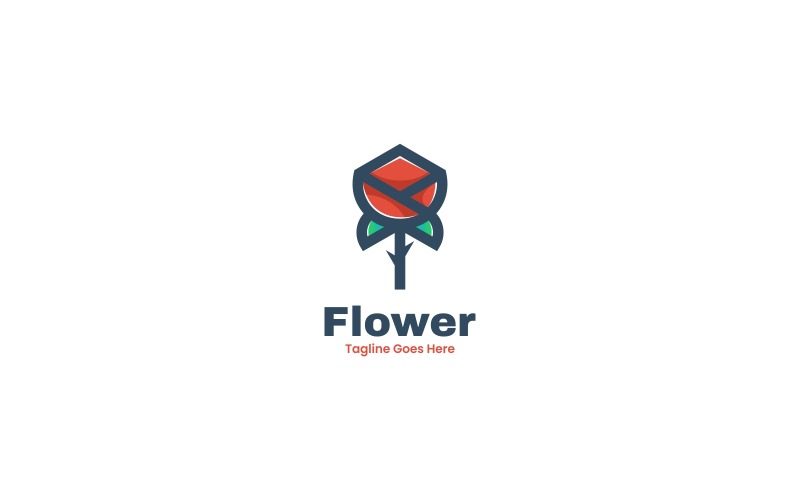 Çiçek Basit Maskot Logo Şablonu