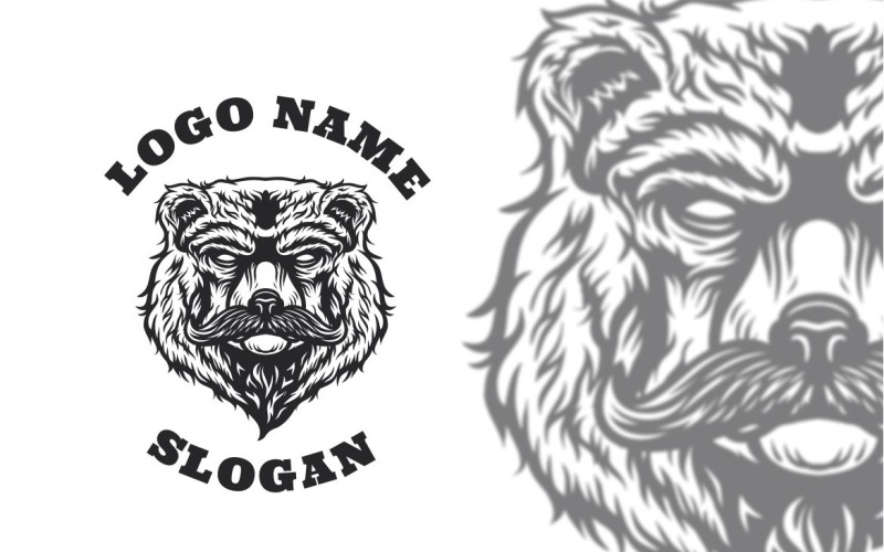 Design gráfico de logotipo de bigode de urso