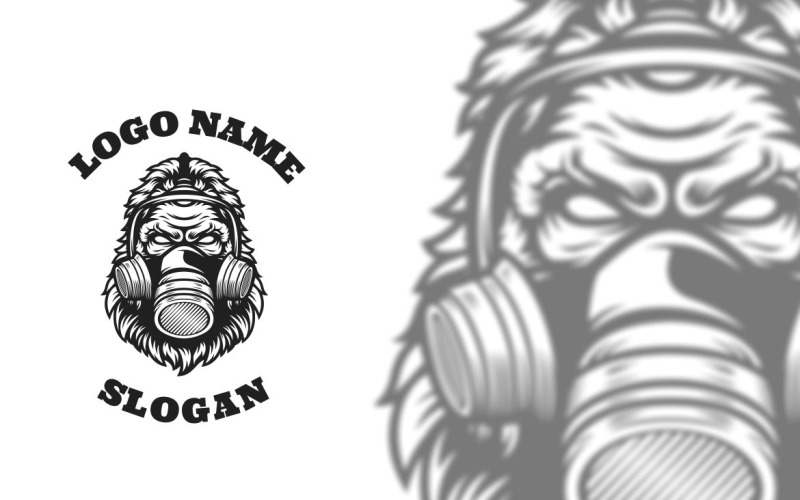 Design gráfico de logotipo Gorilla Gaskmask