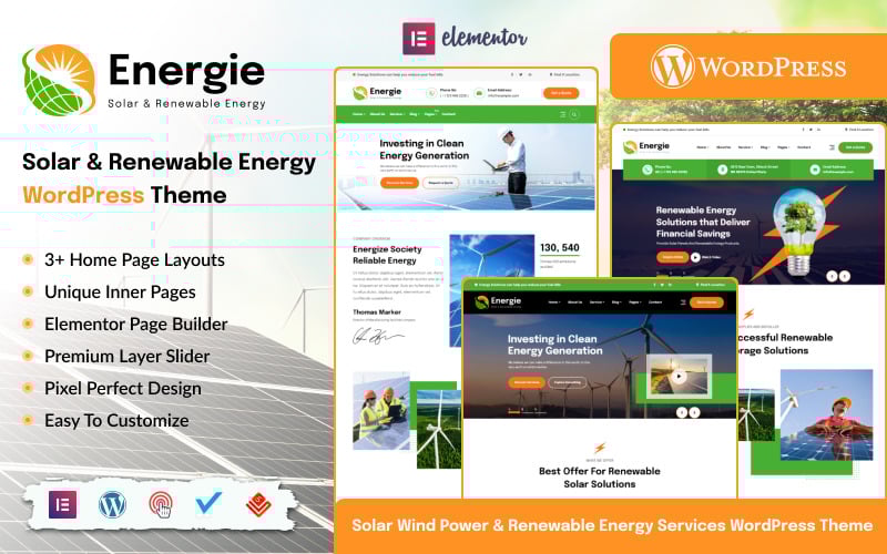 Energie — тема WordPress для солнечной и возобновляемой энергии