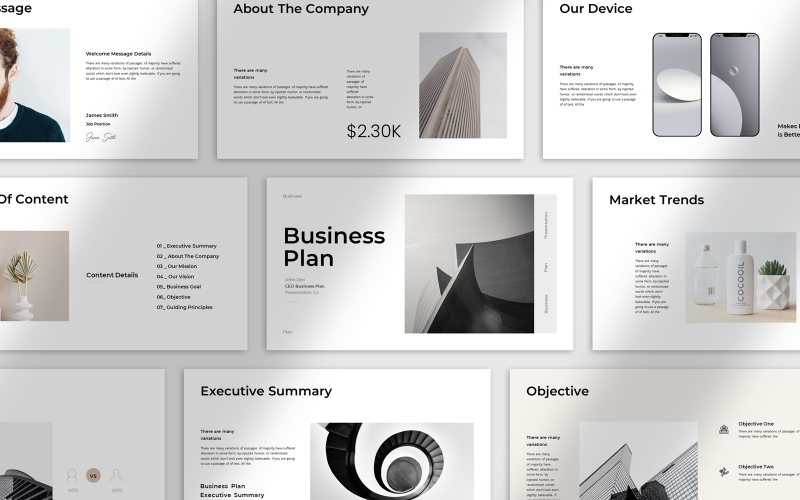 Layout do Powerpoint do plano de negócios