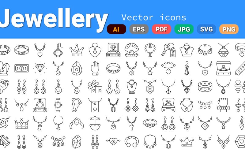 Набір іконок елементів ювелірних виробів | ШІ | EPS | SVG