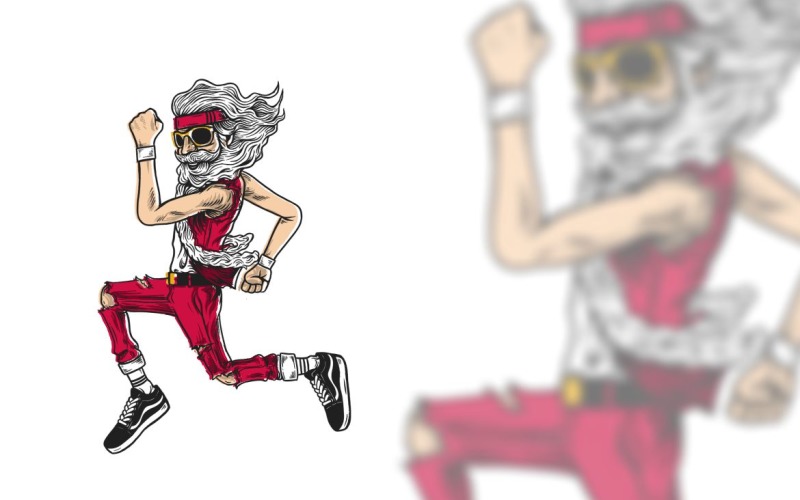 Running Santa Graphic Logo Design