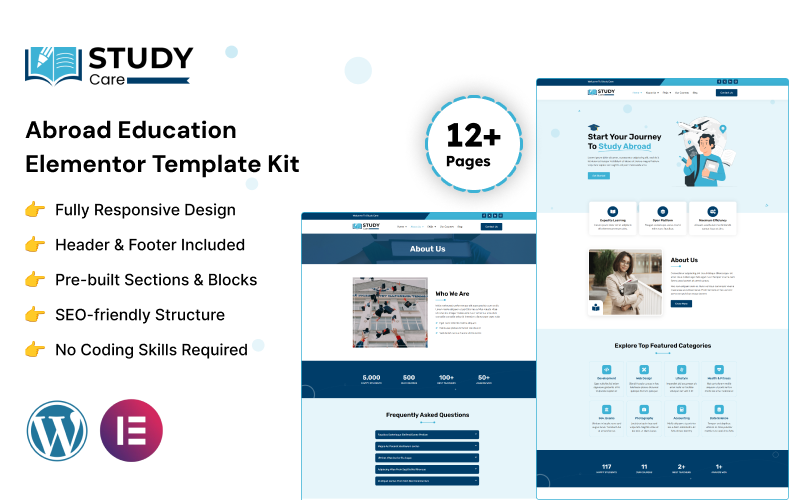 Studycare - Abroad Education Web Elementor Template Kit
