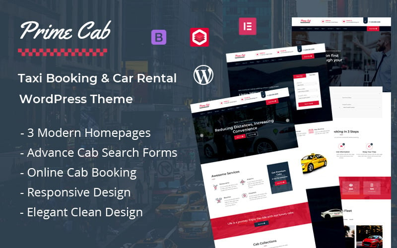 Prime Cab — шаблон WordPress для заказа такси и проката автомобилей