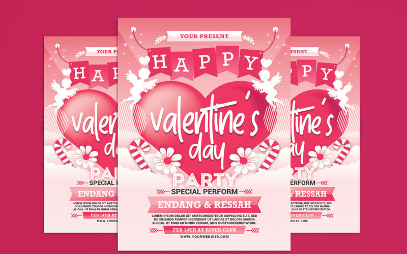 Valentinky Day Party Flyer šablona