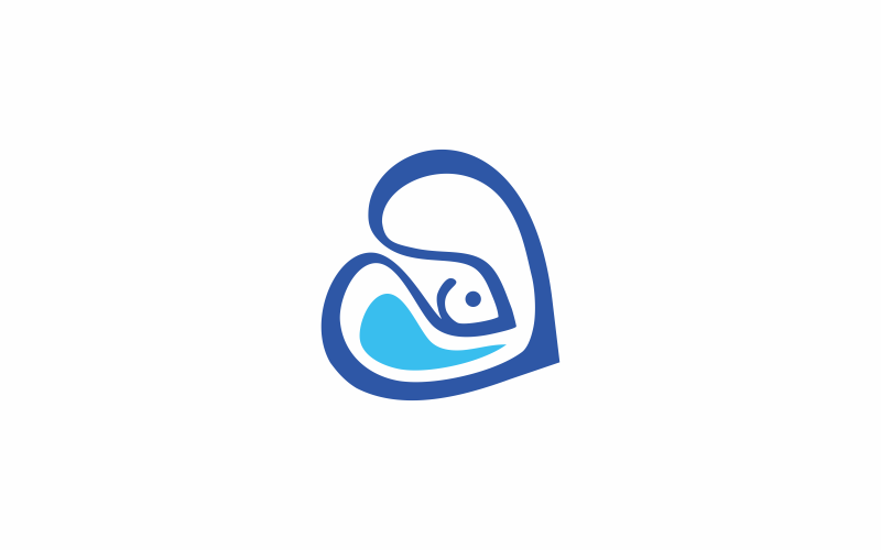 Abstrakte Liebes-Fisch-Logo-Vorlage