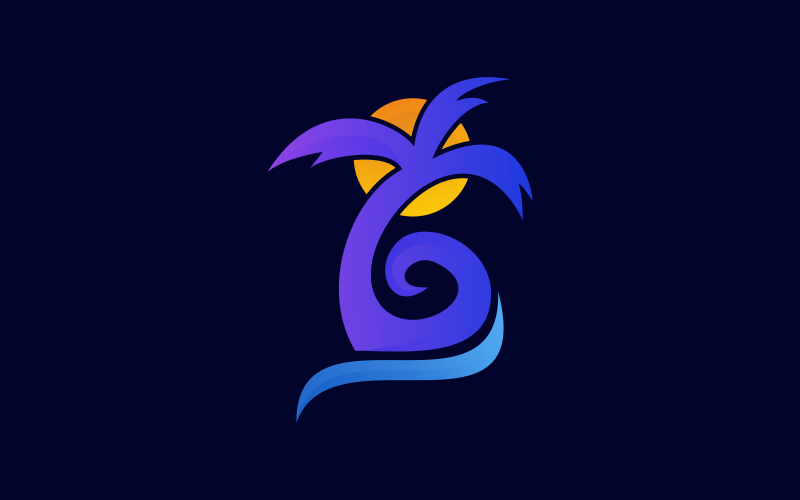 gradation palm logo template