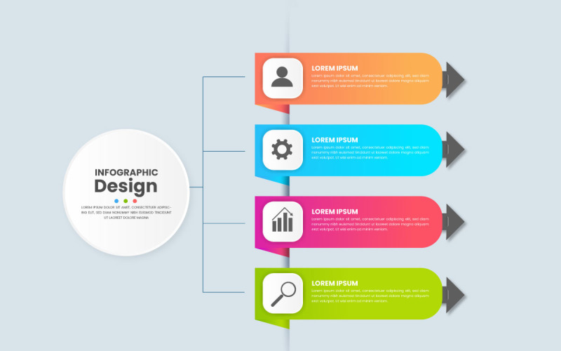 Infografik-Design mit Kreis für Geschäftsvorlage. Vektor 4 Schritte