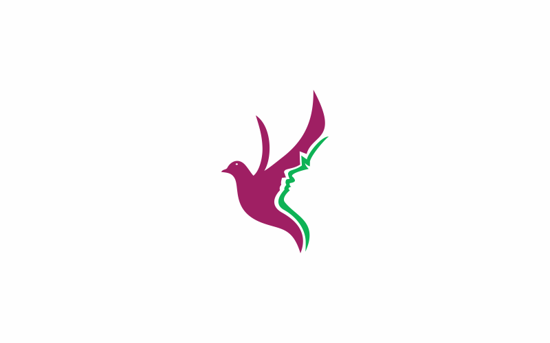 Modèle de logo d'oiseau de visage féminin
