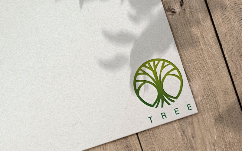 Modelo de logotipo digital de árvore