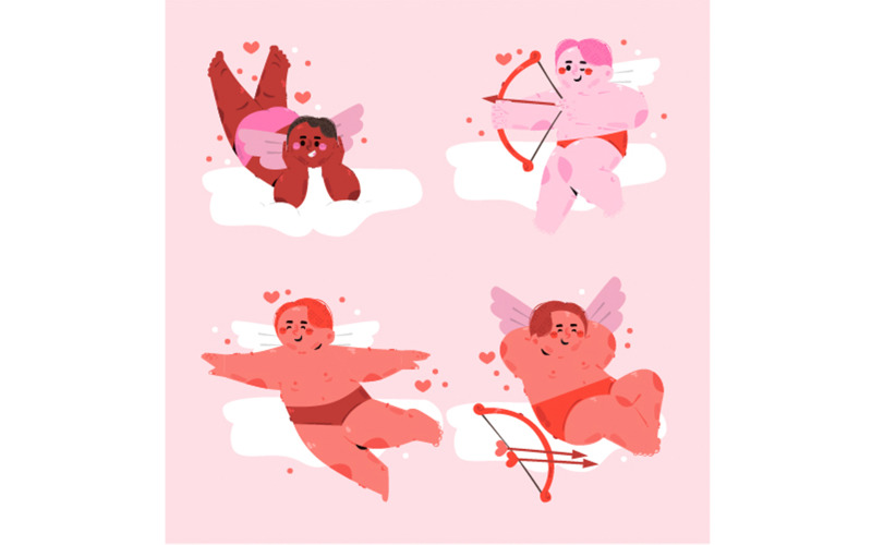 Иллюстрация персонажей купидона ко Дню святого Валентина
