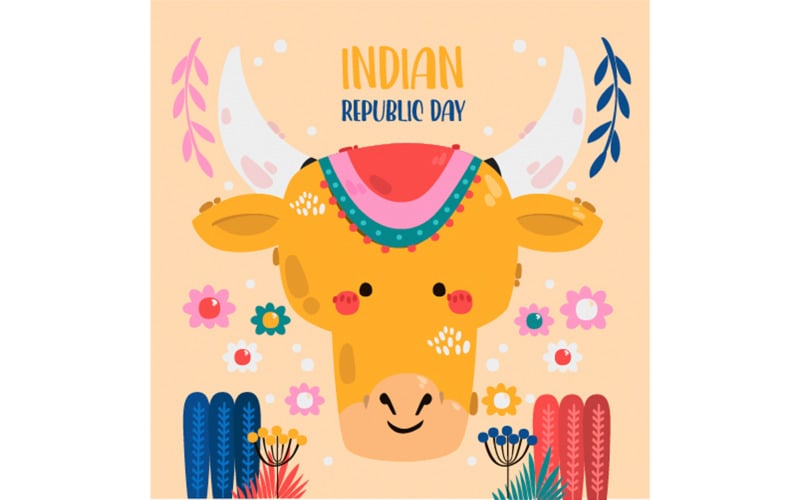 Kézzel rajzolt Indiai Köztársaság napja illusztráció