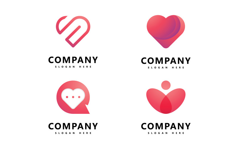 Modello di logo del cuore Disegno vettoriale dell'icona del logo dell'amore V10