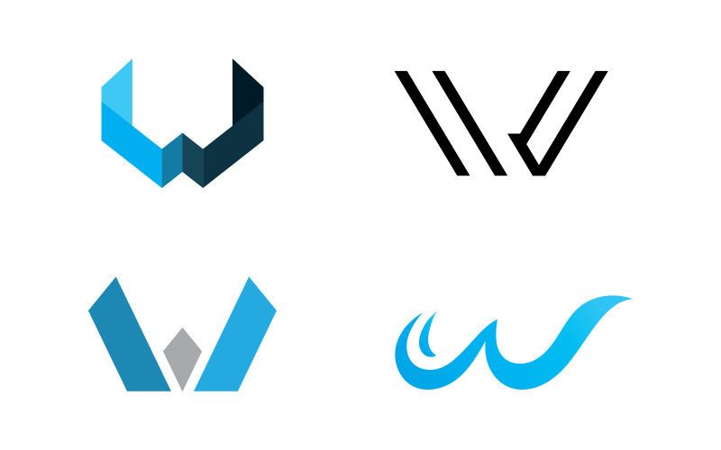 W буквы бизнес логотип значок и дизайн шаблона символов V5
