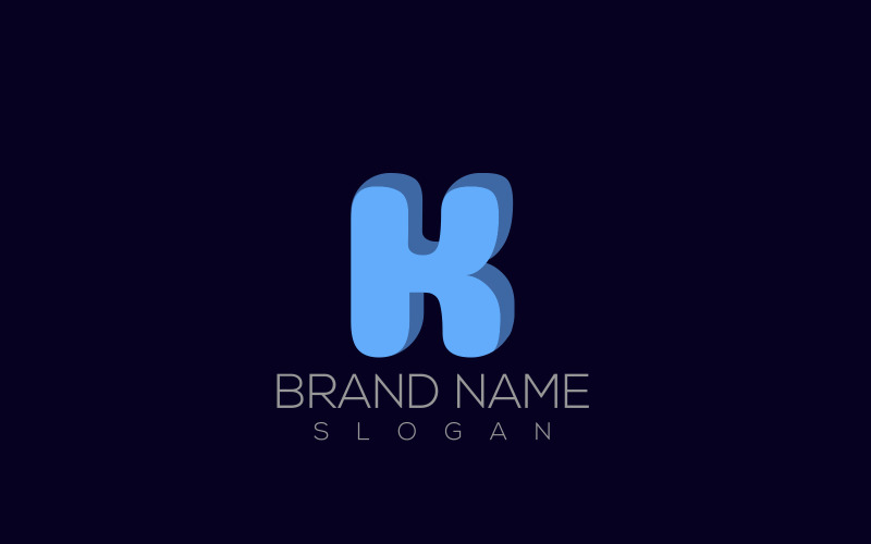 Wektor logo 3D K | Projektowanie Logo gradientu 3D litery K