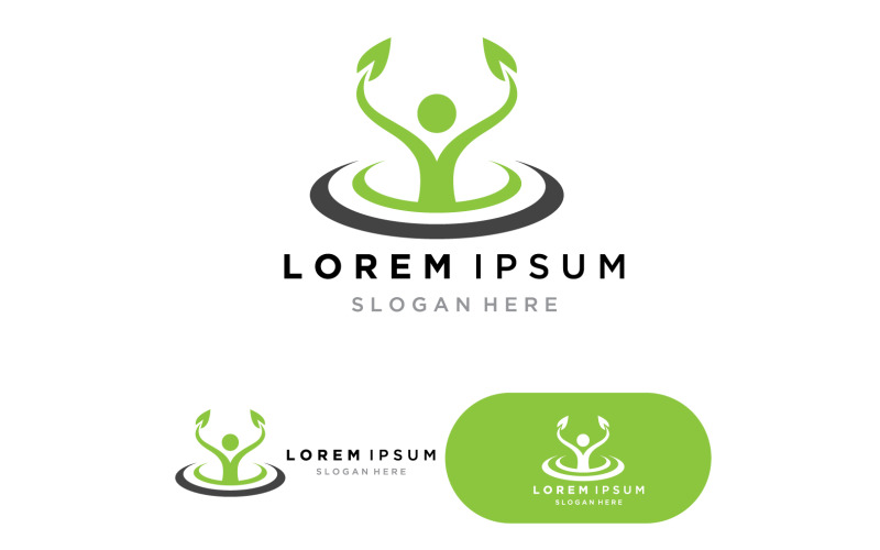 Health People Logo Векторні ілюстрації Шаблон версії 4