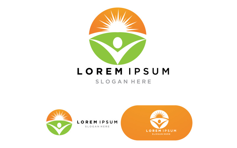 Health People sun Logo Vector illustration Design