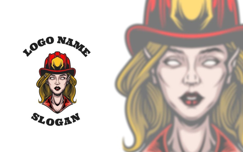 Création de logo graphique femme pompier