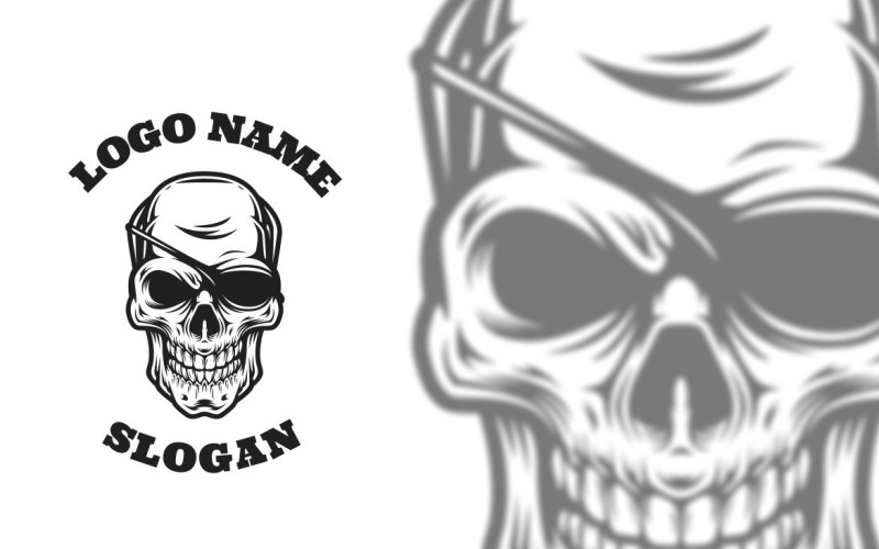 Disegno grafico del logo del teschio dei pirati