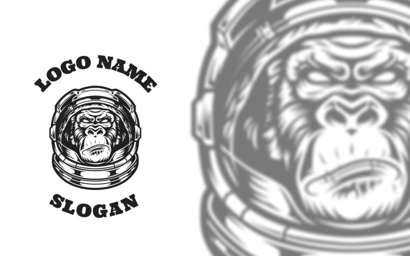 Disegno grafico del logo dell'astronauta scimmia