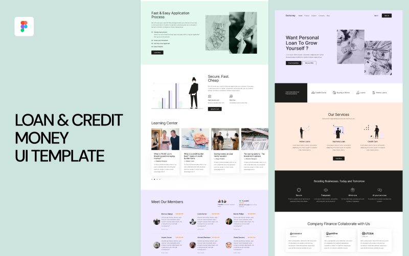 Modello di interfaccia utente per prestiti e denaro di credito