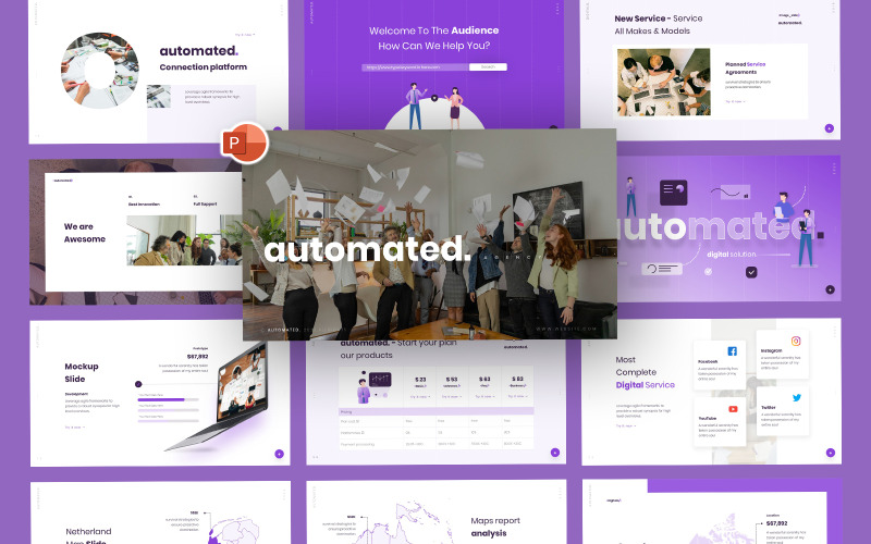 Geautomatiseerde Digital Agency PowerPoint-sjabloon