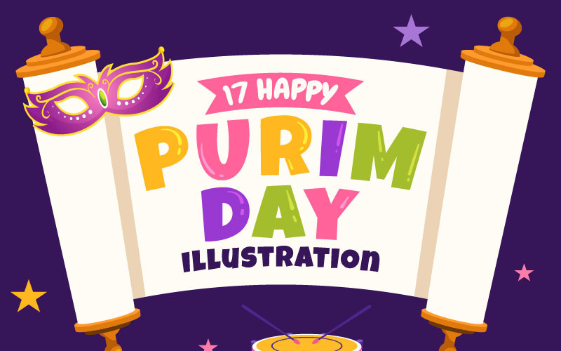 17 Šťastný Purim Day Ilustrace