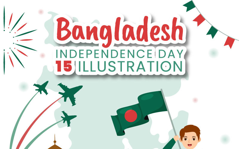 15 Glückliche Illustration zum Unabhängigkeitstag von Bangladesch