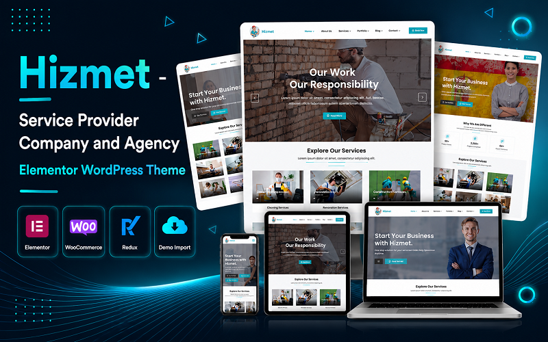 Hizmet - Tema WordPress Elementor per aziende e agenzie fornitrici di servizi.
