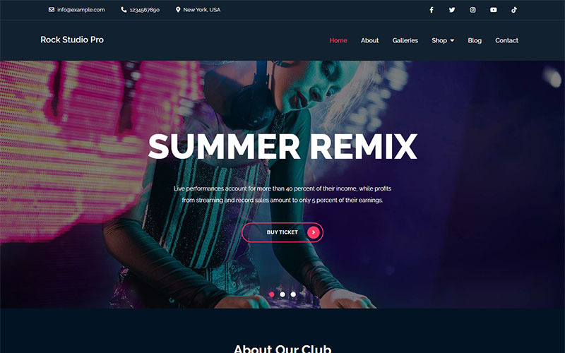 Rock Studio Pro - Uniek en modern muziek WordPress-thema